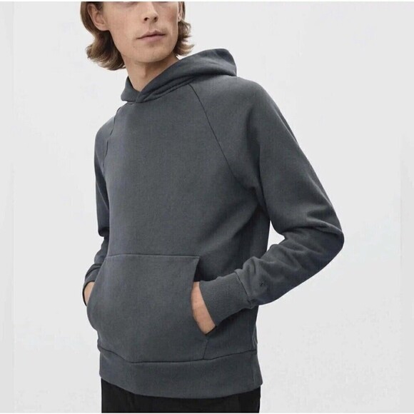 Everlane Track Hoodie Dark Gray Grey 100% Organic Cotton NWT Pocket Sweatshirt M - Picture 1 of 12